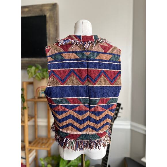 Vintage 90s Southwestern Aztec Blanket Vest Size Small Medium - Picture 4 of 5